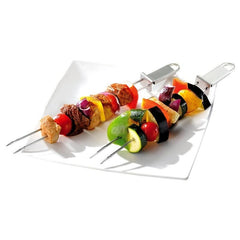 6pcs Stainless Steel Barbecue Skewers 33cm Reusable Metal Skewers
