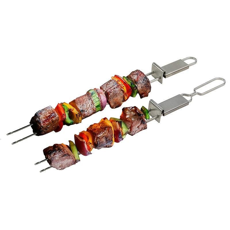 6pcs Stainless Steel Barbecue Skewers 33cm Reusable Metal Skewers