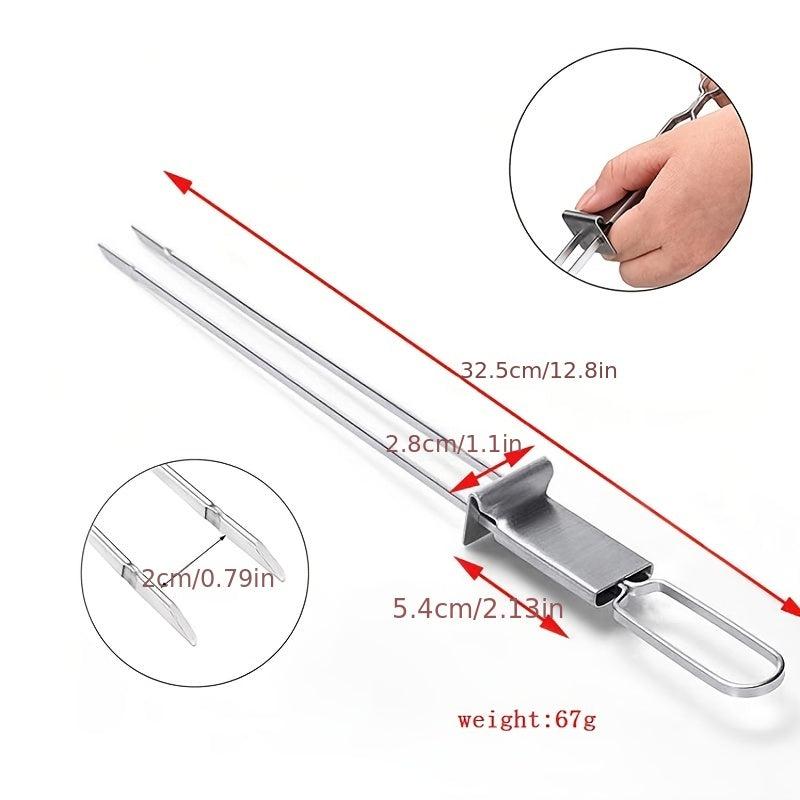 6pcs Stainless Steel Barbecue Skewers 33cm Reusable Metal Skewers