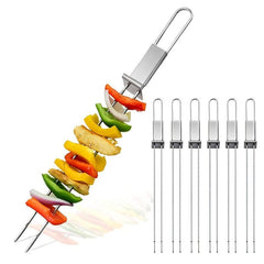 6pcs Stainless Steel Barbecue Skewers 33cm Reusable Metal Skewers