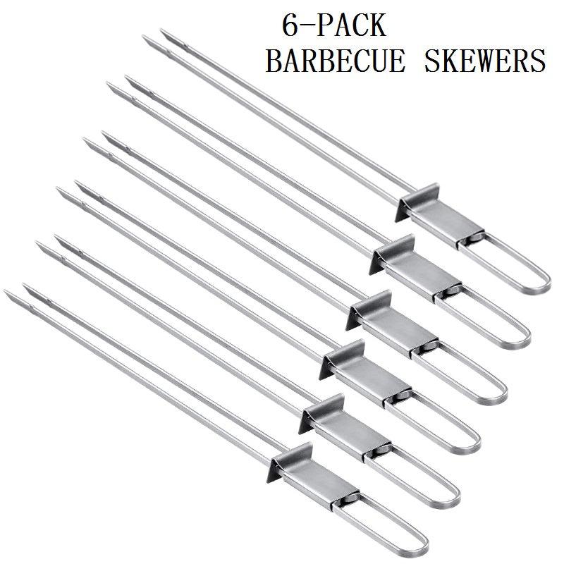 6pcs Stainless Steel Barbecue Skewers 33cm Reusable Metal Skewers