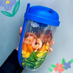 Portable Breakfast Salad Cup with Spoon and Fork Lids