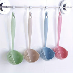 Wheat Straw 2-in-1 Kitchen Spoon & Strainer Long Handle Hot Pot Spoon