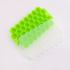 Silicone Honeycomb Ice Cube Tray with 37 Cavities and Lids