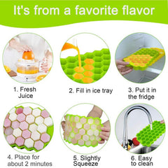Silicone Honeycomb Ice Cube Tray with 37 Cavities and Lids