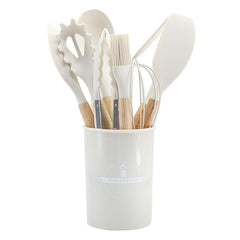 12pcs Silicone Kitchen Utensils Set Wooden Handle Cooking Tool Kit