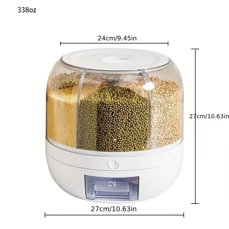 360 Rotating Rice & Grain Storage Container with Lid