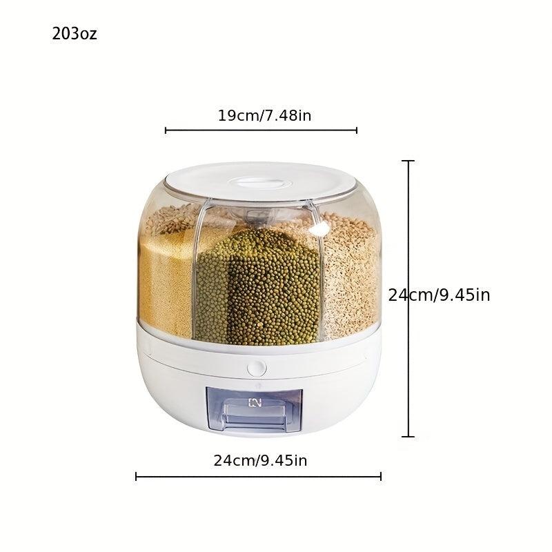 360 Rotating Rice & Grain Storage Container with Lid