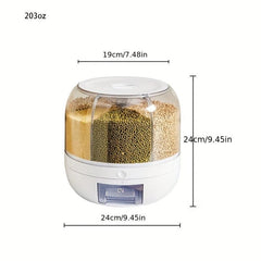 360 Rotating Rice & Grain Storage Container with Lid