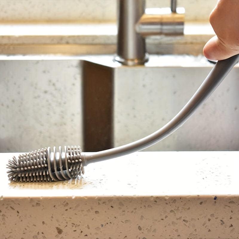 Silicone Cup Brush Glass Cleaner Kitchen Cleaning Tool Long Handle