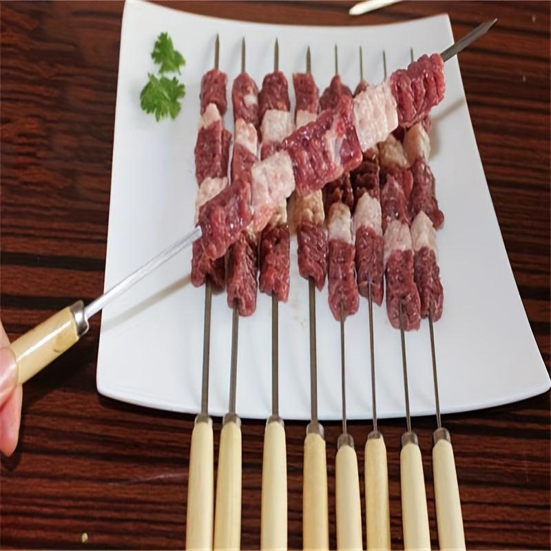 20pcs Stainless Steel BBQ Skewers with Wooden Handle
