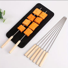 20pcs Stainless Steel BBQ Skewers with Wooden Handle