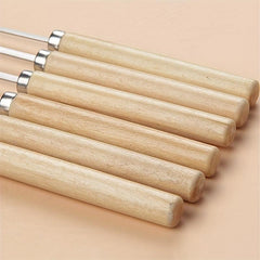 20pcs Stainless Steel BBQ Skewers with Wooden Handle