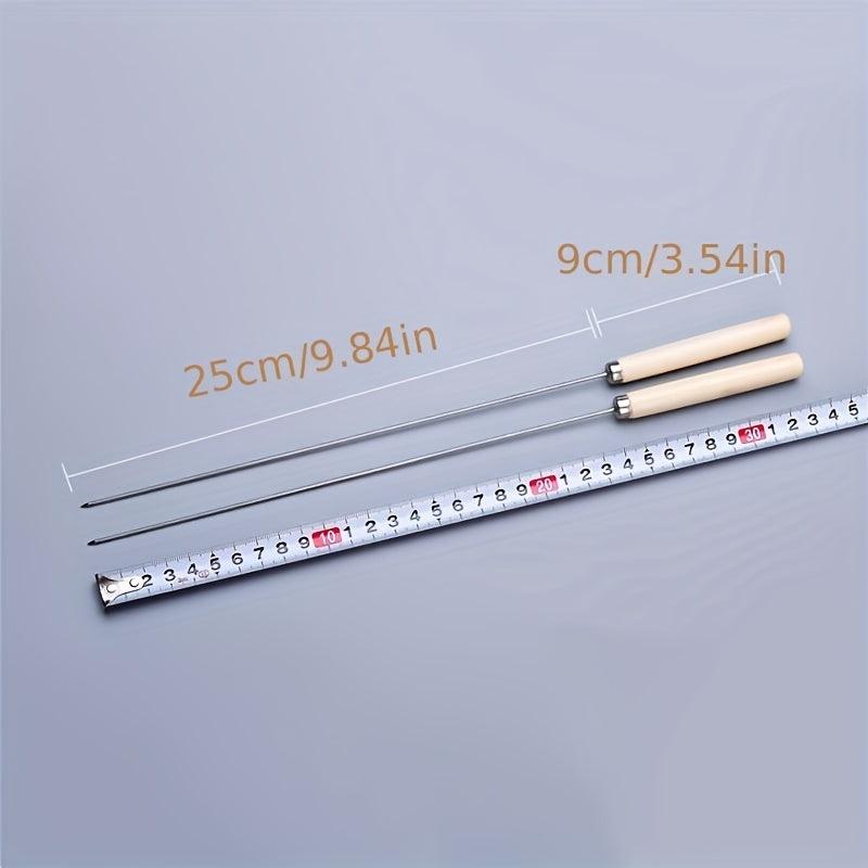 20pcs Stainless Steel BBQ Skewers with Wooden Handle