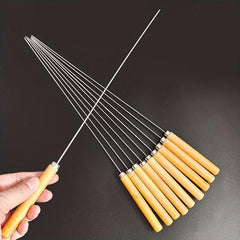 20pcs Stainless Steel BBQ Skewers with Wooden Handle