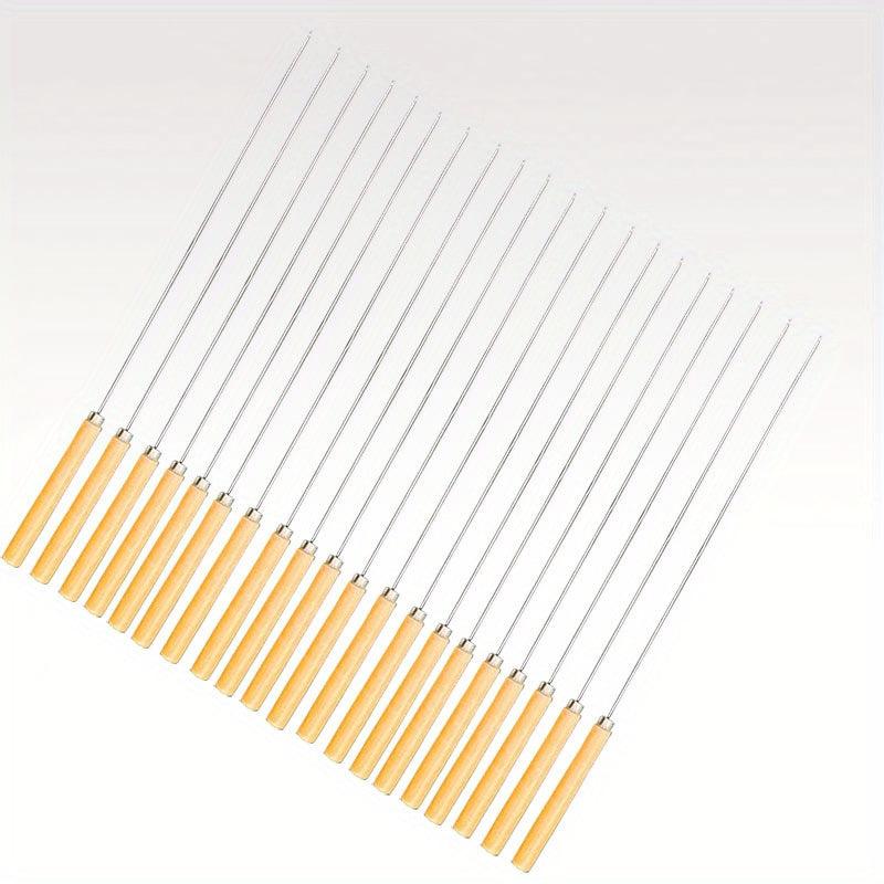 20pcs Stainless Steel BBQ Skewers with Wooden Handle
