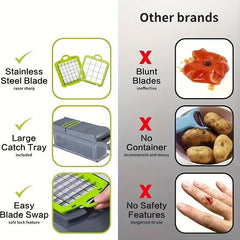 14pc Vegetable Chopper & Fruit Slicer with Container Manual Food Grater