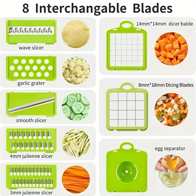 14pc Vegetable Chopper & Fruit Slicer with Container Manual Food Grater
