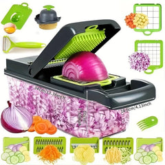 14pc Vegetable Chopper & Fruit Slicer with Container Manual Food Grater
