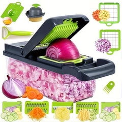 14pc Vegetable Chopper & Fruit Slicer with Container Manual Food Grater