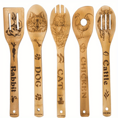 6pcs Bamboo Cooking Utensils Set Spoon & Spatula Slotted Spoon Turner