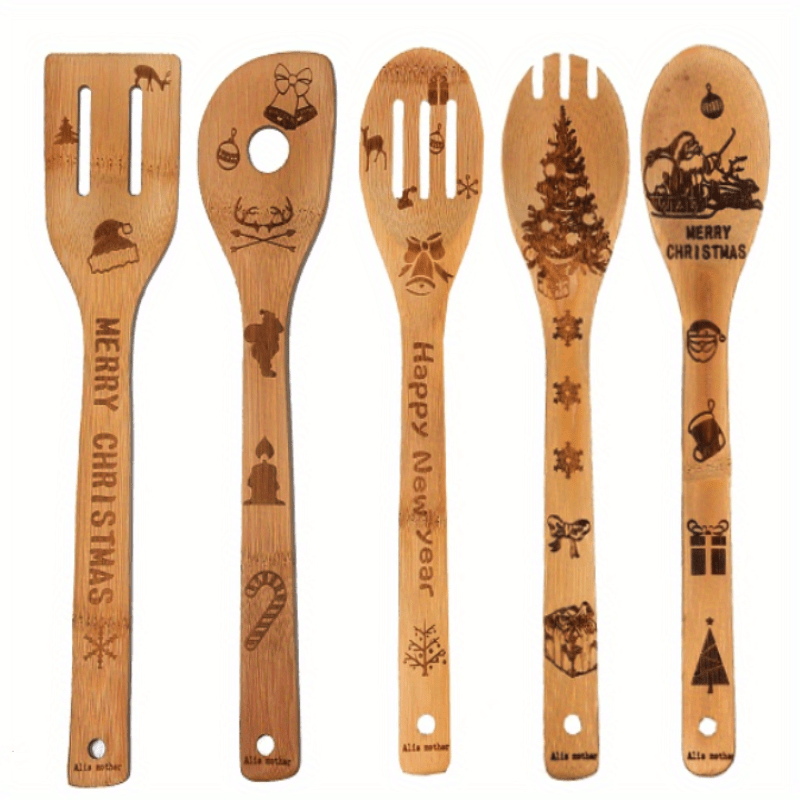 6pcs Bamboo Cooking Utensils Set Spoon & Spatula Slotted Spoon Turner