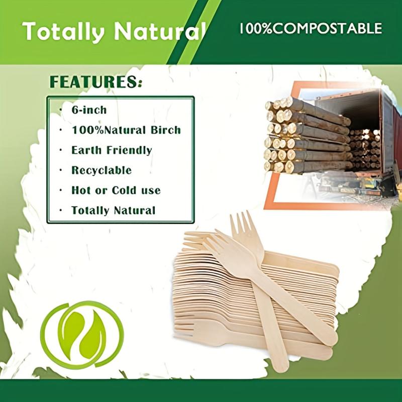 100pcs Disposable Wooden Forks Pack Of 100 16 Length Biodegradable