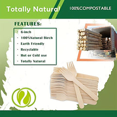 100pcs Disposable Wooden Forks Pack Of 100 16 Length Biodegradable