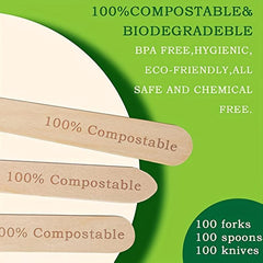 100pcs Disposable Wooden Forks Pack Of 100 16 Length Biodegradable
