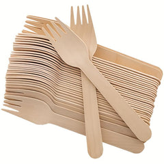 100pcs Disposable Wooden Forks Pack Of 100 16 Length Biodegradable