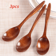 3pcs Rustic Wooden Spoons for Kitchen Cooking