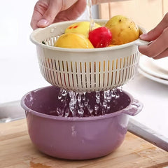 Double Drain Basket Washing Basket Plastic Fruit Storage Washing Basket