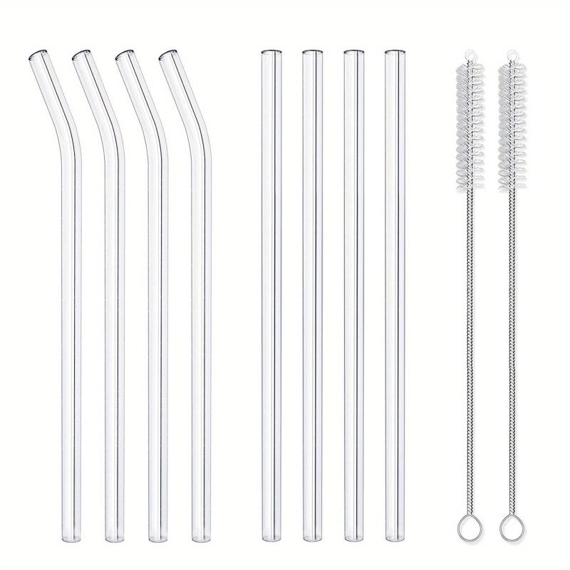 2 Pcs Eco Friendly Glass Straw Set Smoothies Cocktails Bar Accessories