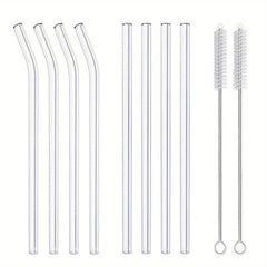 2 Pcs Eco Friendly Glass Straw Set Smoothies Cocktails Bar Accessories