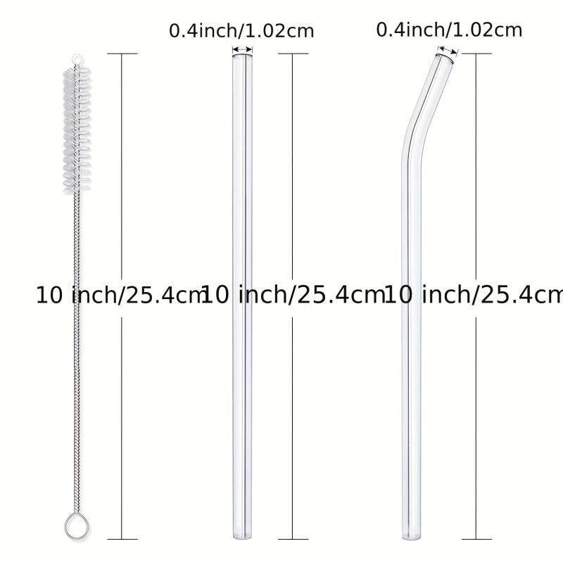 2 Pcs Eco Friendly Glass Straw Set Smoothies Cocktails Bar Accessories