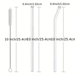 2 Pcs Eco Friendly Glass Straw Set Smoothies Cocktails Bar Accessories