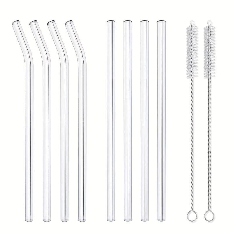 2 Pcs Eco Friendly Glass Straw Set Smoothies Cocktails Bar Accessories