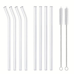 2 Pcs Eco Friendly Glass Straw Set Smoothies Cocktails Bar Accessories