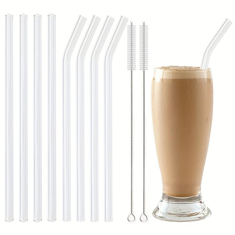 2 Pcs Eco Friendly Glass Straw Set Smoothies Cocktails Bar Accessories