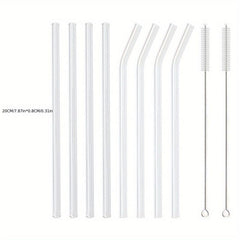 2 Pcs Eco Friendly Glass Straw Set Smoothies Cocktails Bar Accessories