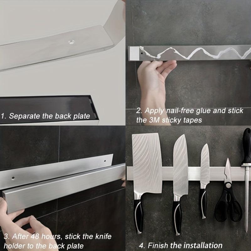 Stainless Steel Magnetic Holder for Kitchen Utensils - Strong Magnetic Strip