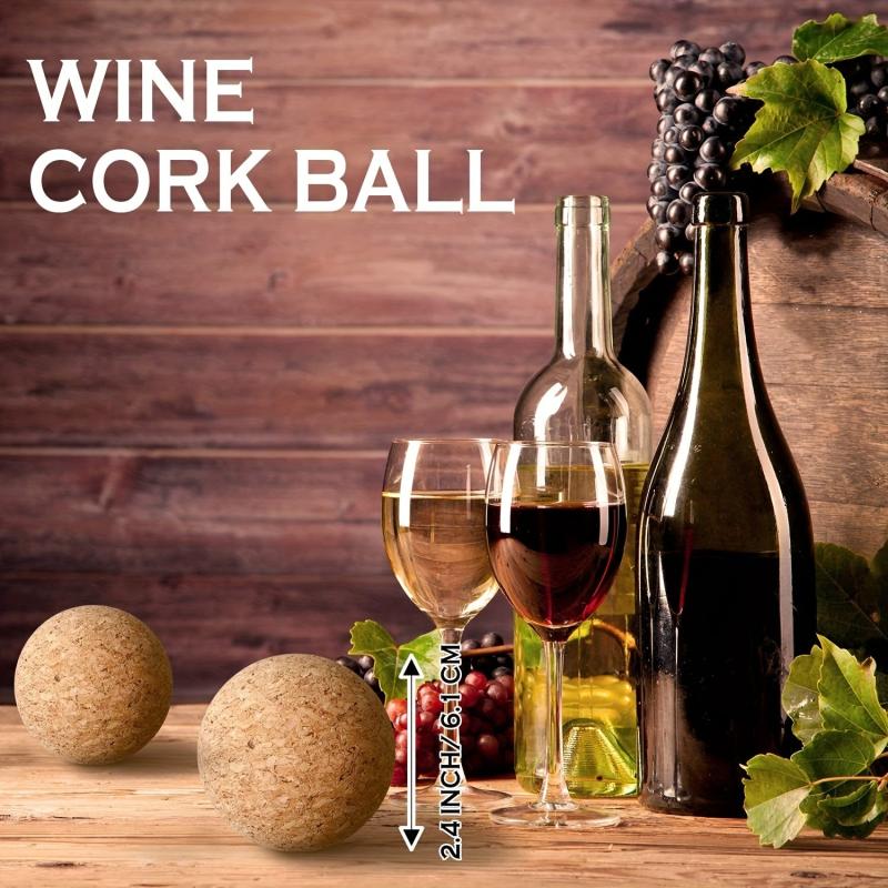 2 Wooden Wine Stoppers for Decanters Carafes Bottles - Replacement Cork Balls