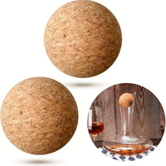 2 Wooden Wine Stoppers for Decanters Carafes Bottles - Replacement Cork Balls