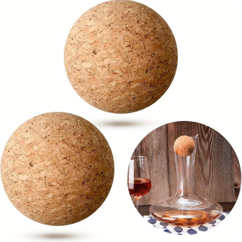 2 Wooden Wine Stoppers for Decanters Carafes Bottles - Replacement Cork Balls