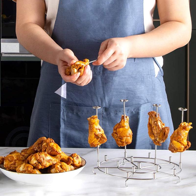 Kitchen Air Fryer Rack BBQ Grill Tray Stand Roasting Meat Food Holder Tool