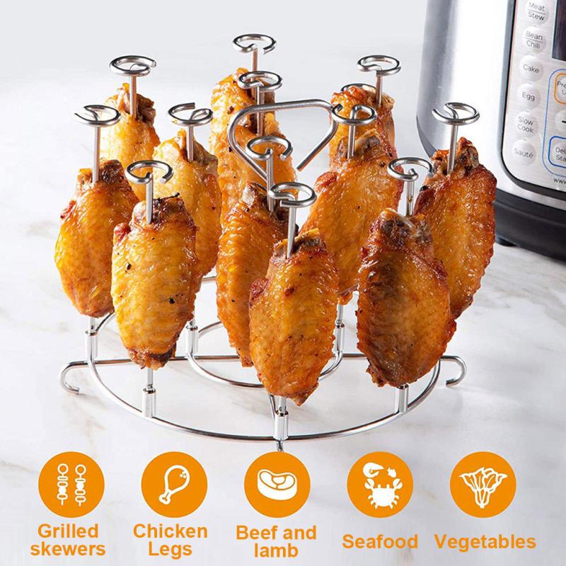 Kitchen Air Fryer Rack BBQ Grill Tray Stand Roasting Meat Food Holder Tool