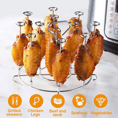 Kitchen Air Fryer Rack BBQ Grill Tray Stand Roasting Meat Food Holder Tool
