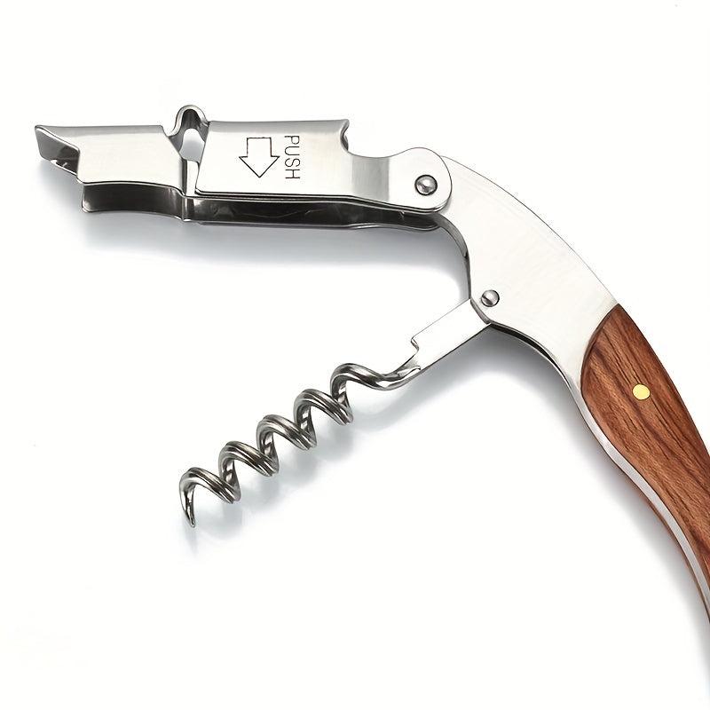 Wooden Handle Multifunctional Red Wine Bottle Opener Kitchen Utensil