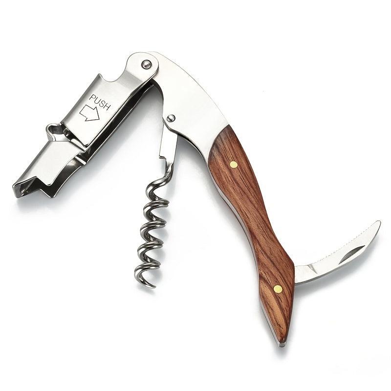 Wooden Handle Multifunctional Red Wine Bottle Opener Kitchen Utensil