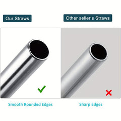 10pcs Reusable Stainless Steel Straws Set with Silicone Tips and Cleaning Brush